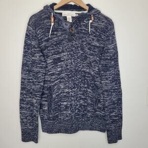 H&M L.O.G.G. Men's 100% Cotton Knit Hooded Sweater Dark Blue sz S